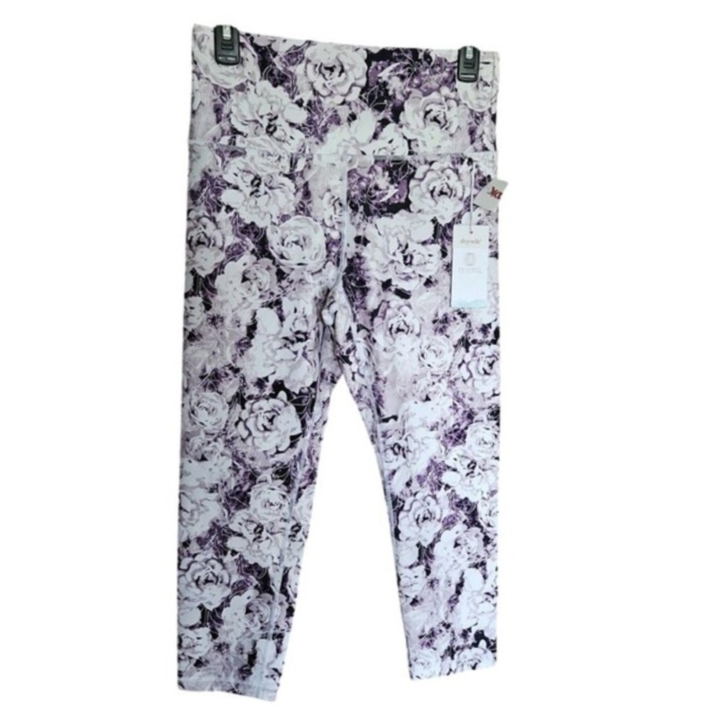 Balance Collection Leggings Womens Large White Floral Dry Stretch Performance